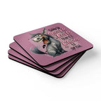 Giddy Up Sparkle Farts Coaster Set with cheeky donkey design, 4-piece, non-slip, and water-repellent.