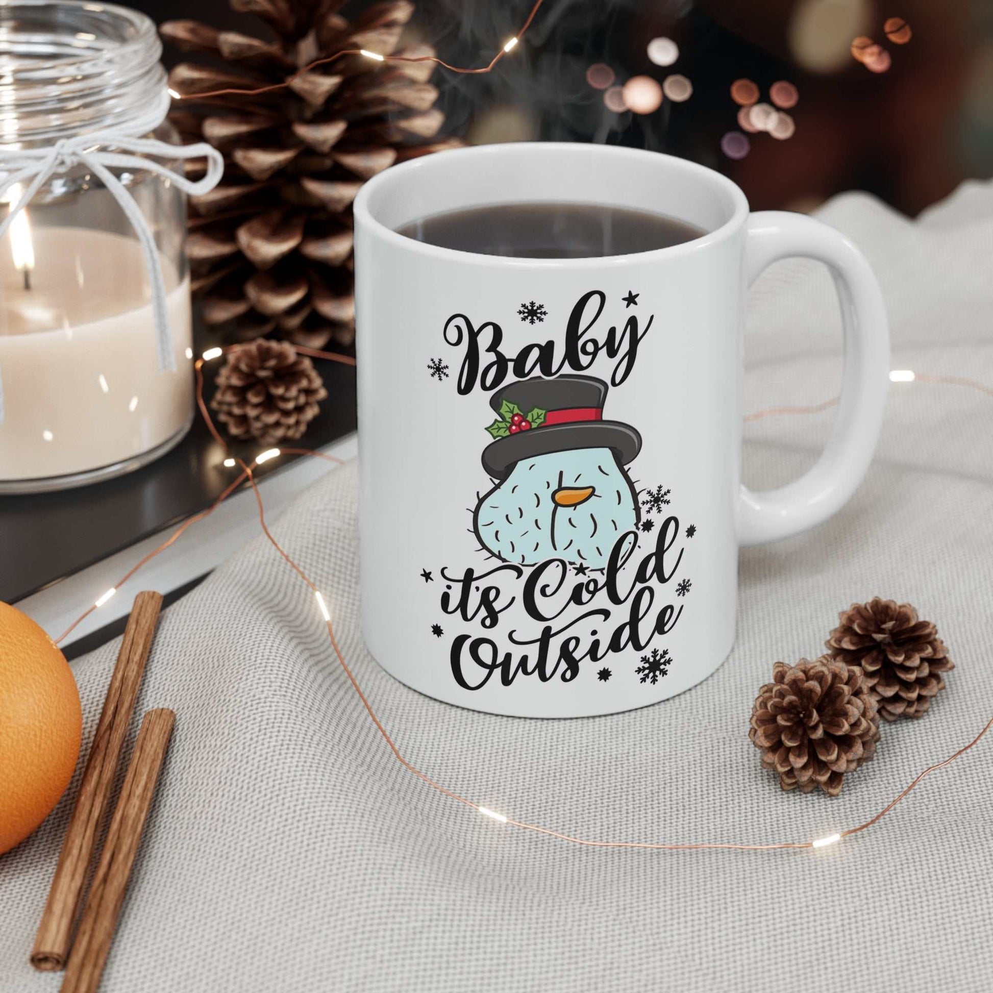 Chilly Balls Christmas Mug with playful festive design and glossy finish.