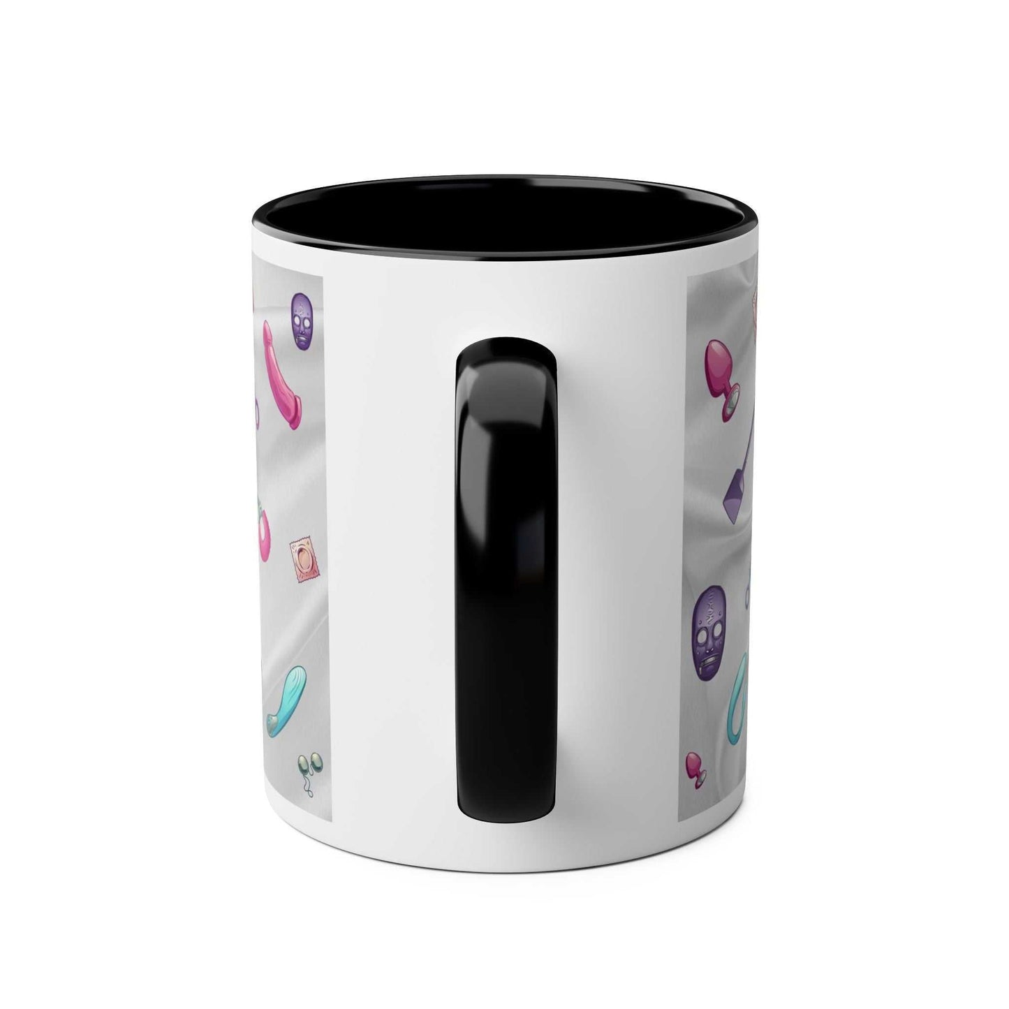 Playful Fun Sex Toy Coffee Mug with cheeky design, 11oz ceramic, glossy finish, available in 7 colors.