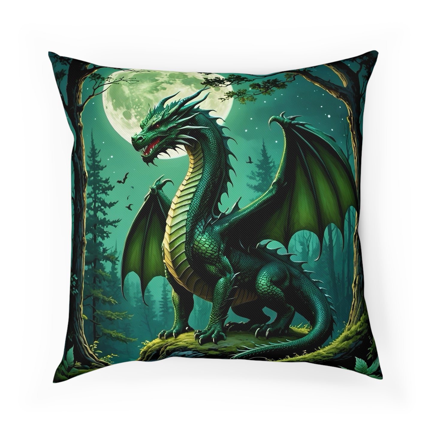 Green Dragon Cotten Drill Square Cushion