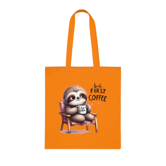 Cotton tote with cute sloth design, vibrant colors, perfect for sloth lovers and gifting.