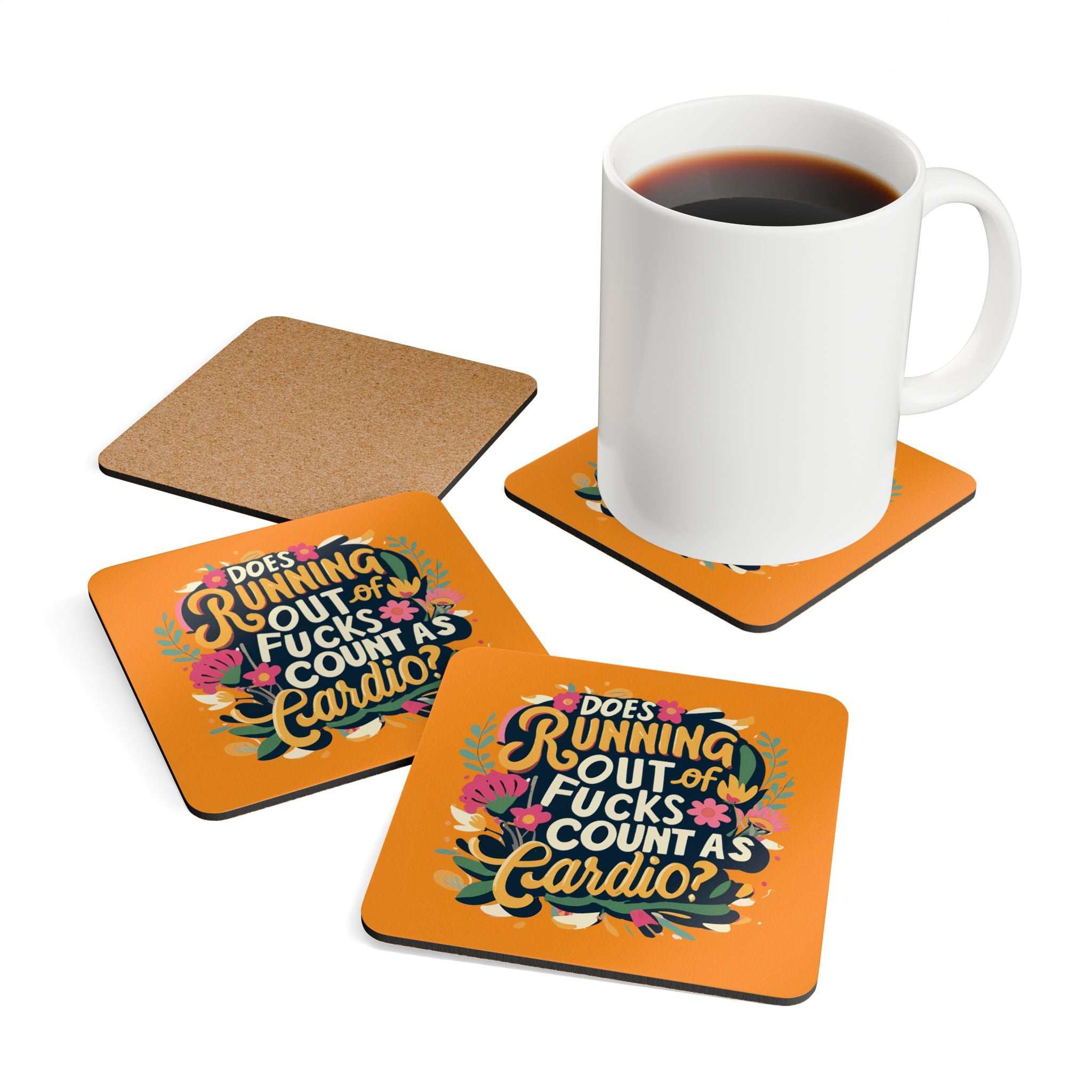 Rude coaster set with cheeky design and cork backing, perfect for adding fun to any table.