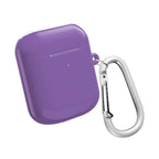 Purple hard shell AirPods and AirPods Pro protective case with carabiner clip and glossy finish