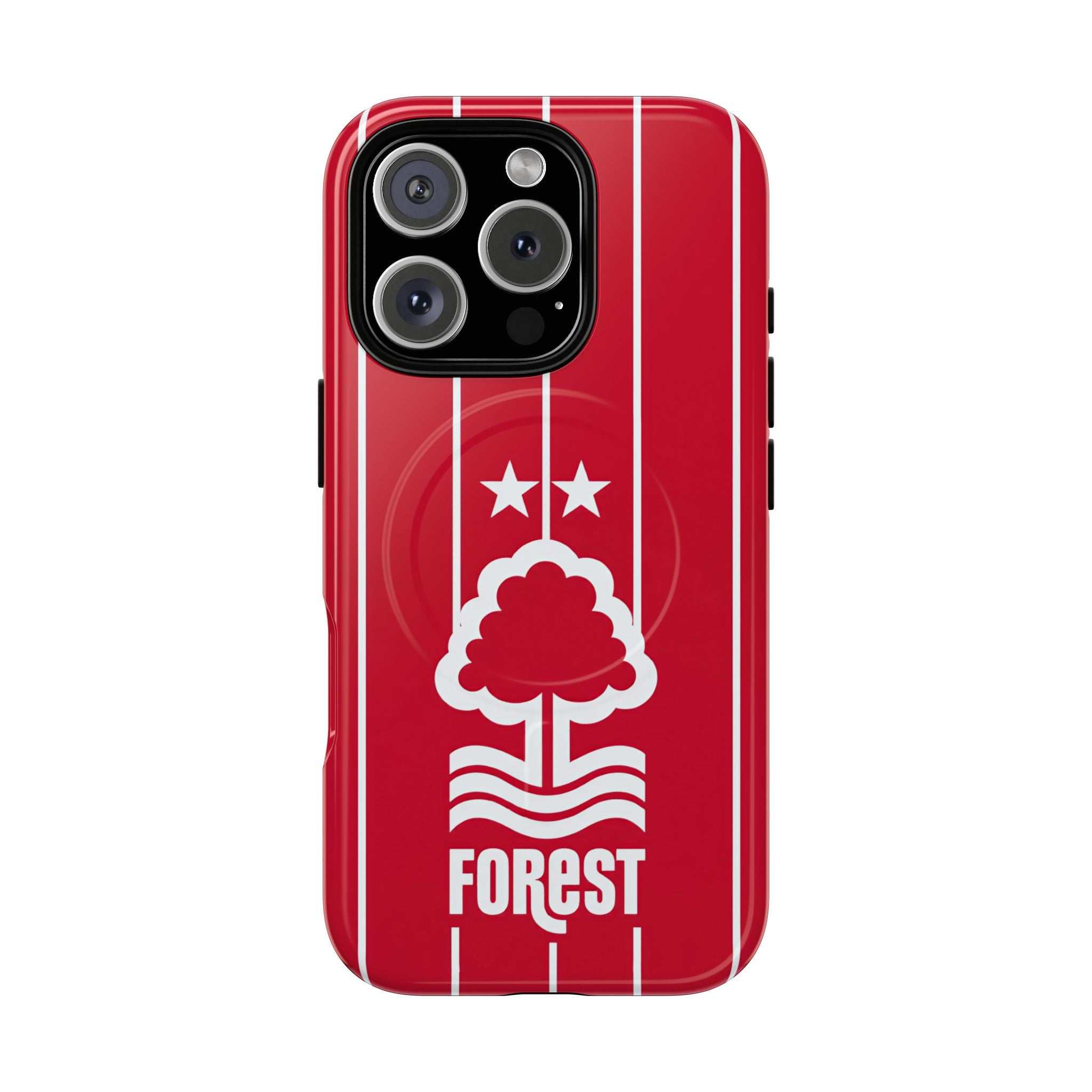 Nottingham Forest MagSafe iPhone case in red with official-inspired crest and wireless charging compatibility