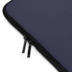 Deep Blue Laptop Sleeve with smooth neoprene, soft foam lining, dual zipper, lightweight and waterproof design for laptop protection.