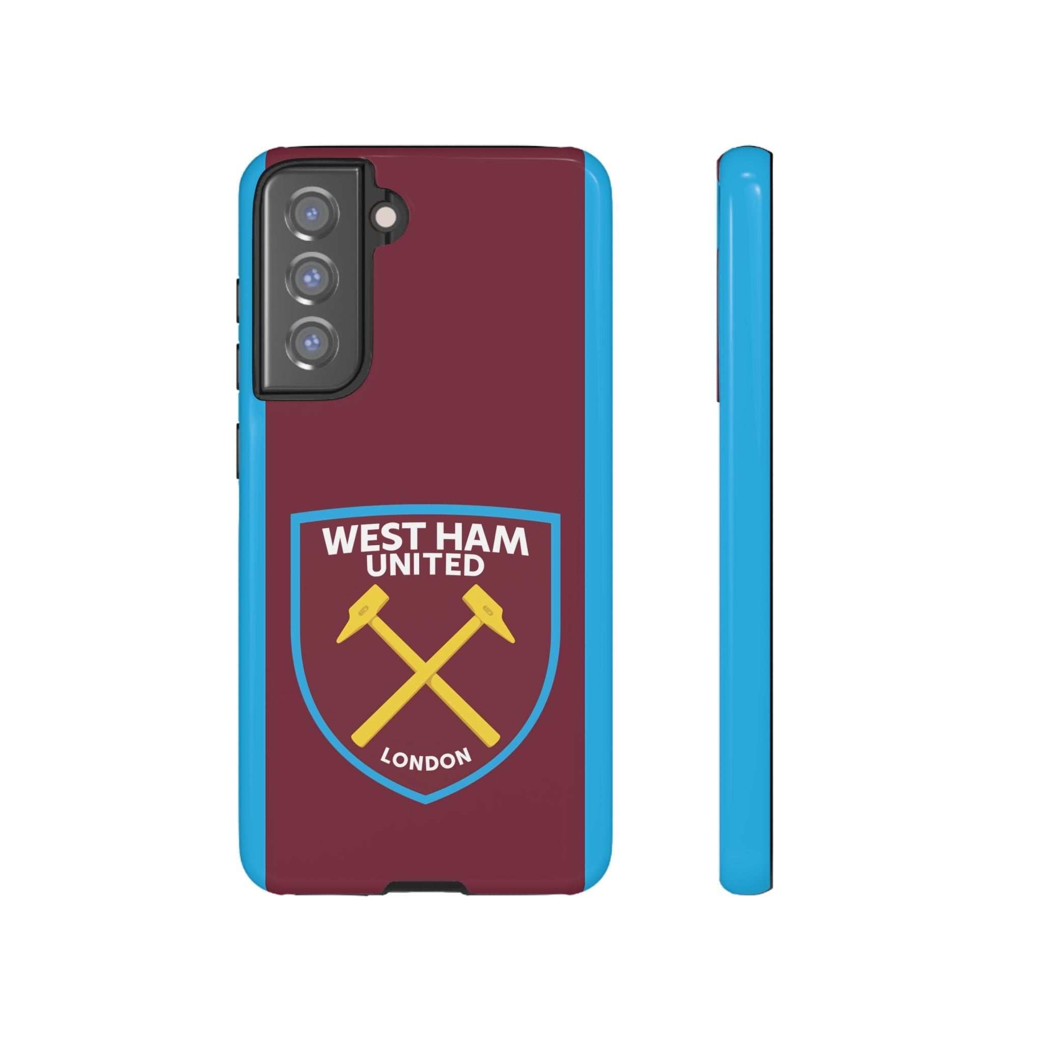West Ham United claret and blue Samsung case with magnetic feature and official-inspired crest