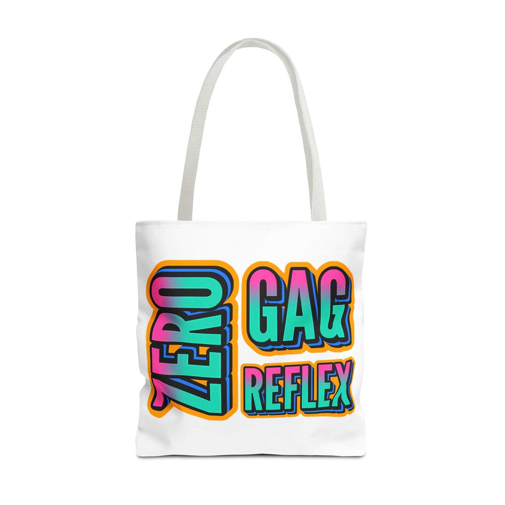 Zero Gag Reflex Tote Bag with cheeky design, durable spun polyester, multiple sizes and handle colors, perfect for everyday use