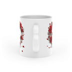 Gorgeous Valentines Day mug with heart-shaped handle, vibrant design, 11oz ceramic, dishwasher and microwave safe.