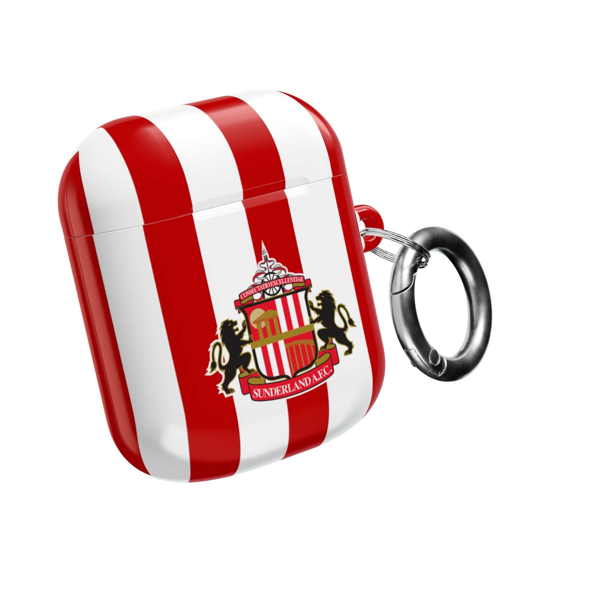 Sunderland FC AirPods protective case in red and white with club crest, durable shock-resistant design