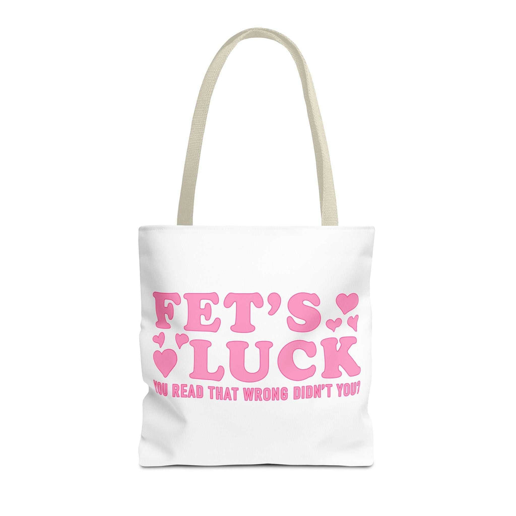 Pink heart tote bag with cheeky fun design and cotton straps for daily use