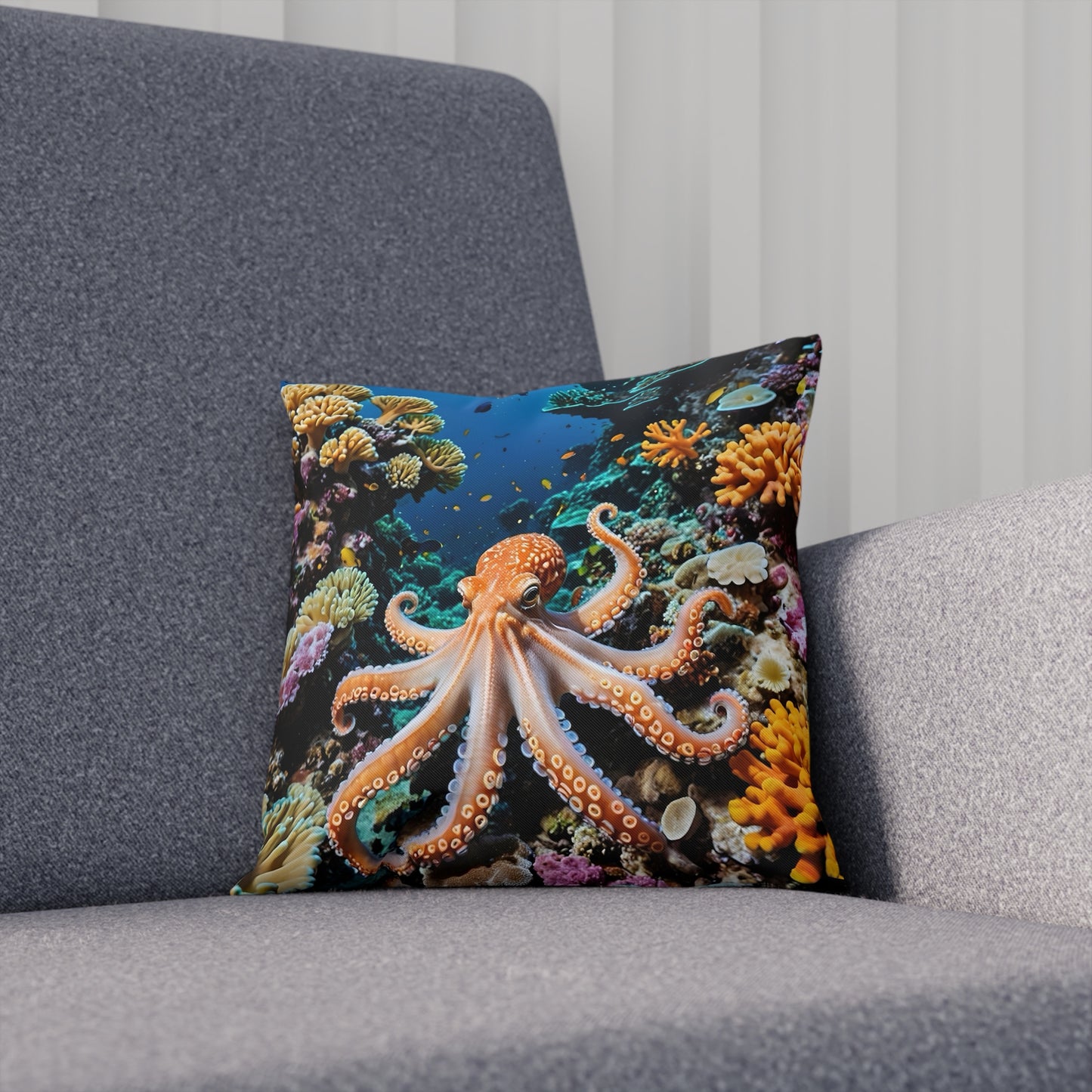 Octopus Cotton Drill Square Cushion