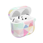 Pastel geometric print protective AirPods and AirPods Pro case with vibrant colors and glossy finish