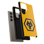 Wolves FC Magnetic Samsung Case in gold and black with dual-layer protection for wireless charging
