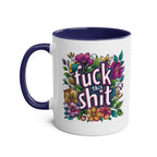 Cheeky "Fuck This Shit" coffee mug with floral design, 11oz ceramic, glossy finish.