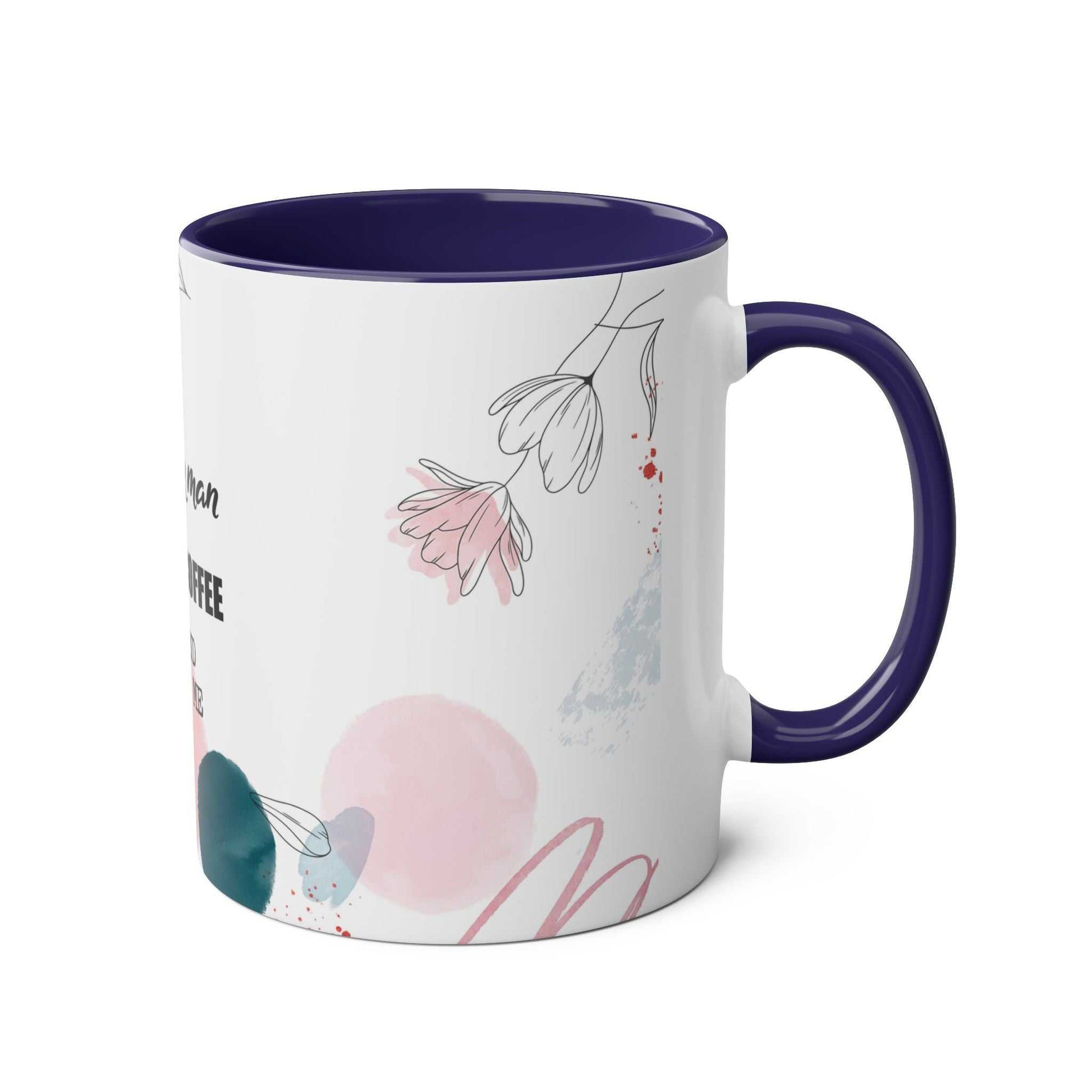 Cheeky Fun Valentines Mug with colorful rim and floral design.