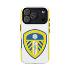 Leeds Utd Magsafe iPhone Case with club crest, white and yellow design, dual layer protection, MagSafe compatible.