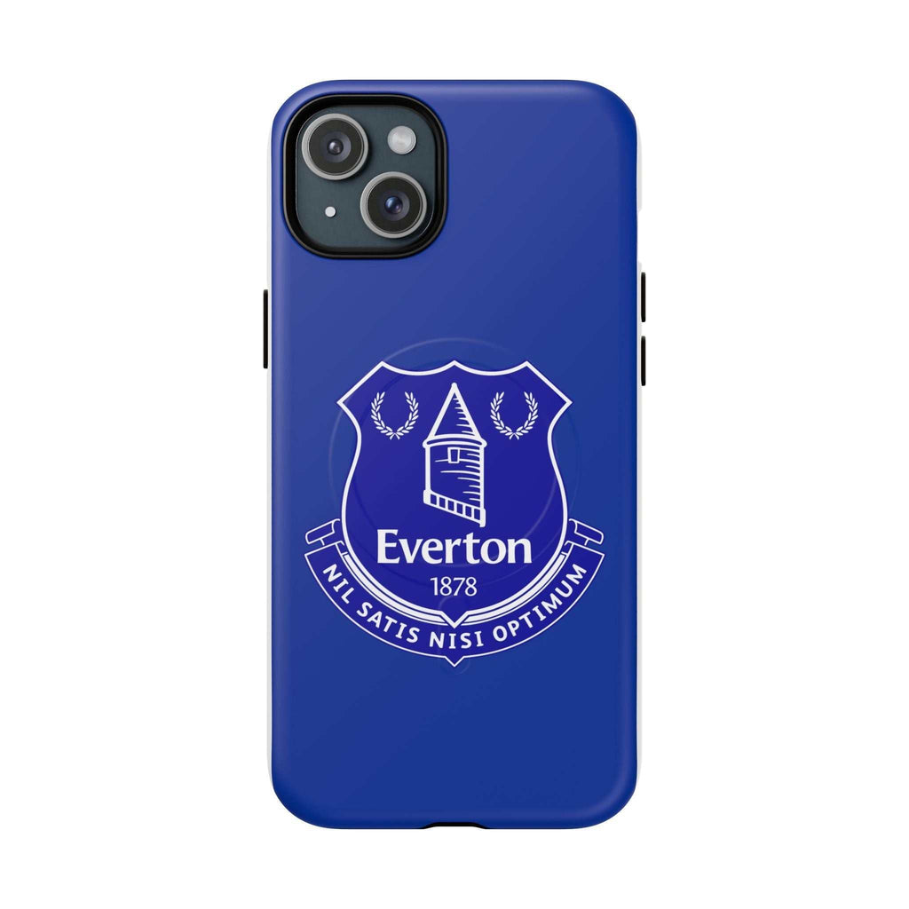 Everton FC MagSafe iPhone case in royal blue with club crest and durable dual-layer protection