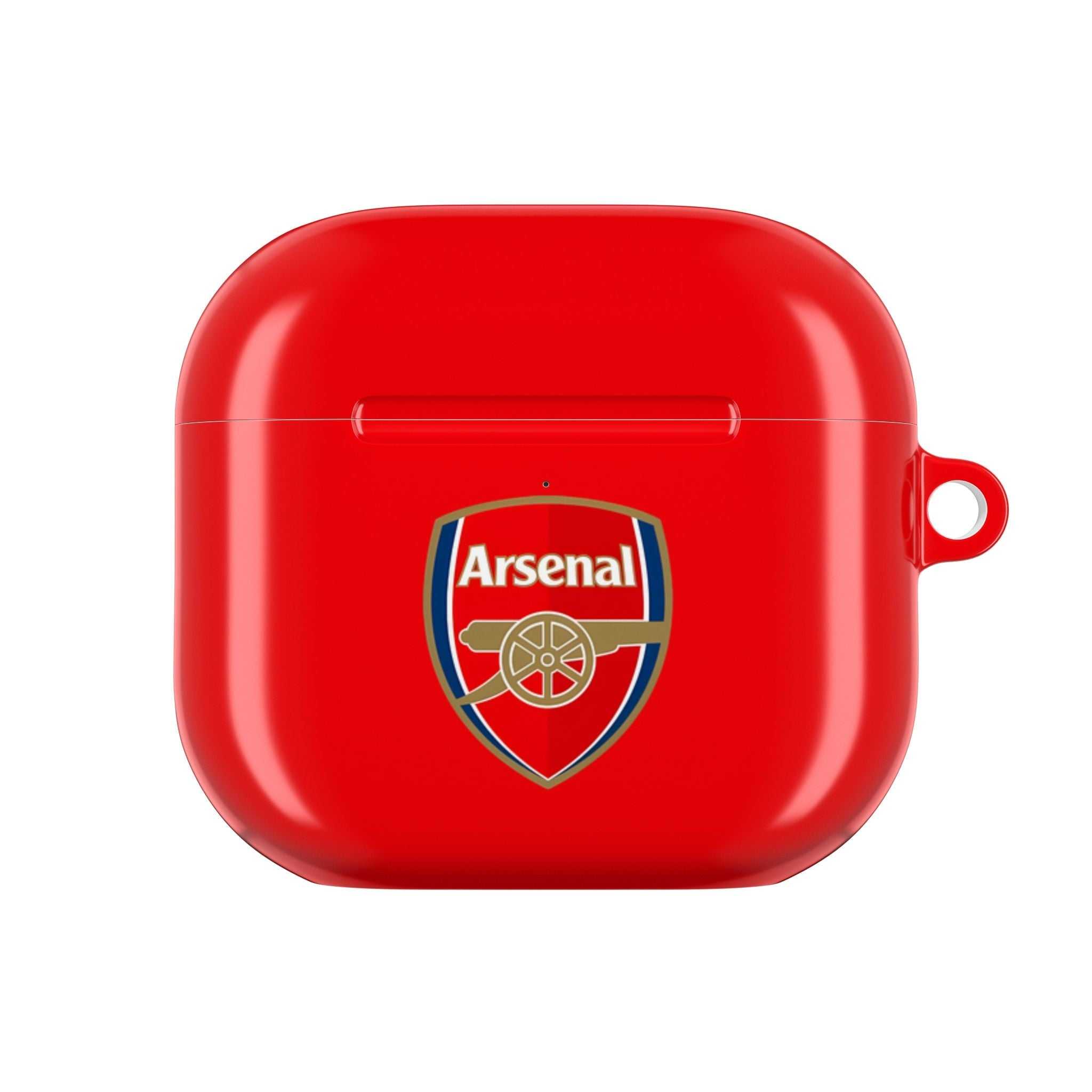 Red Arsenal FC AirPods case with glossy finish and club logo protection cover