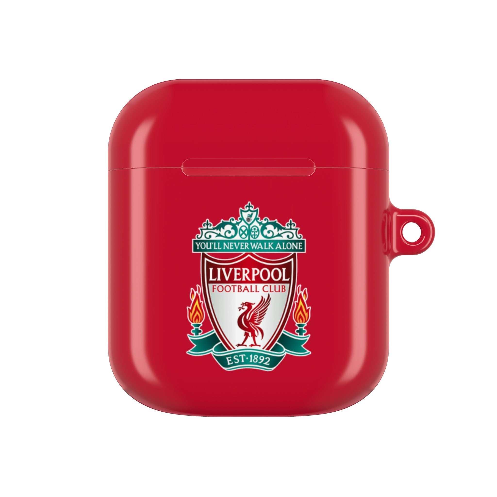 Red Liverpool FC AirPods protective case with club crest and glossy finish