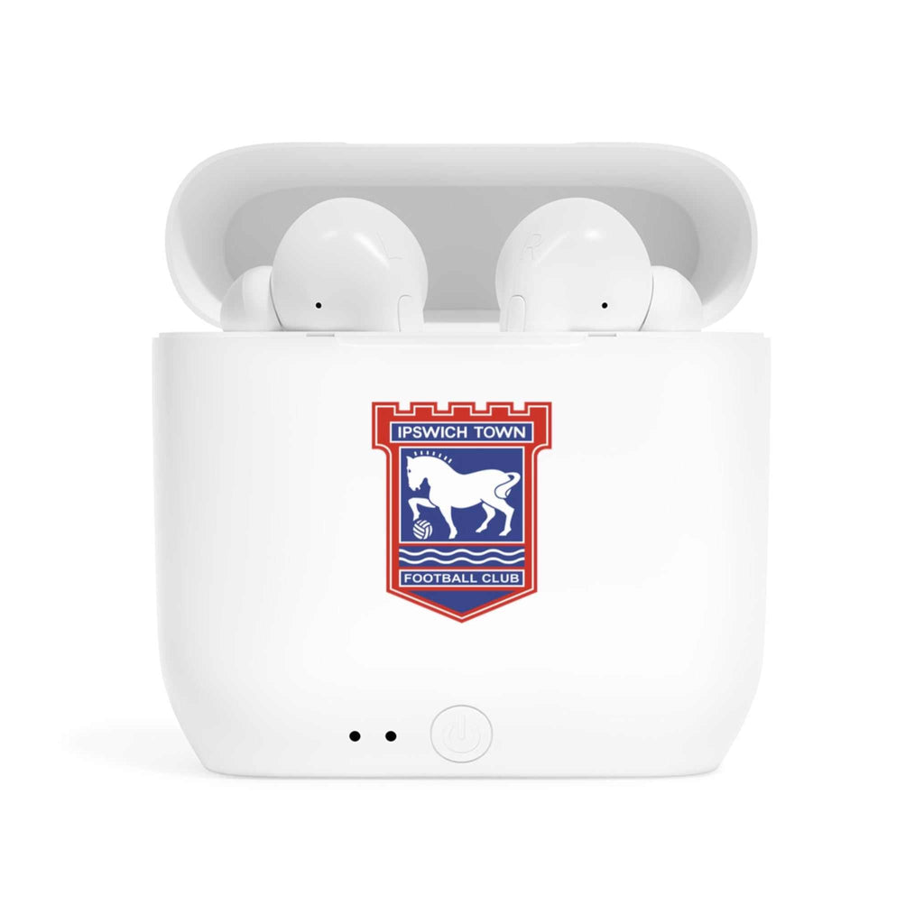 Ipswich Town Fc wireless earbuds with fan crest charging case and Bluetooth 5.0