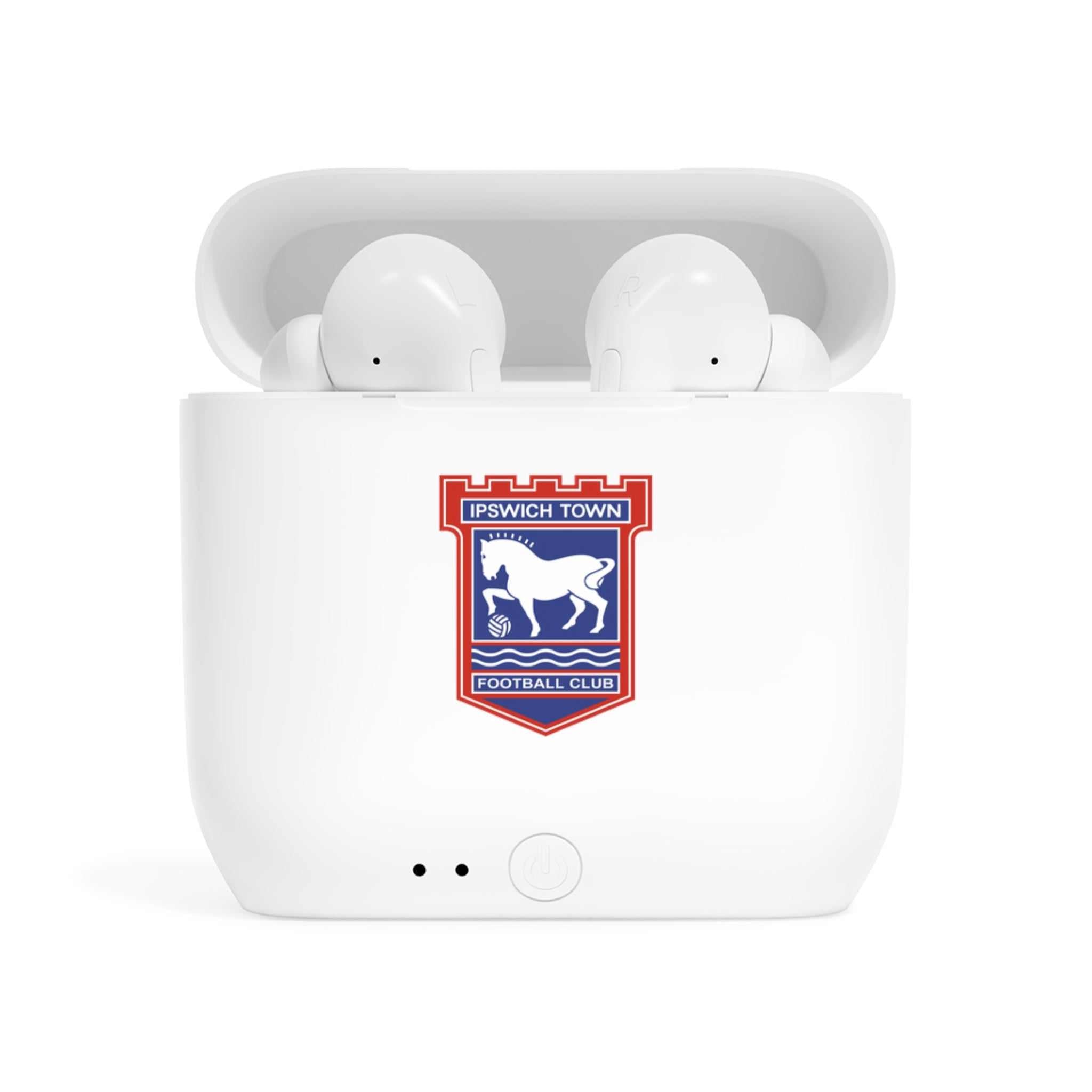 Ipswich Town Fc wireless earbuds with fan crest charging case and Bluetooth 5.0