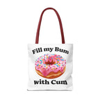 Cheeky Provocative Donut Tote Bag with durable spun polyester and colorful handles
