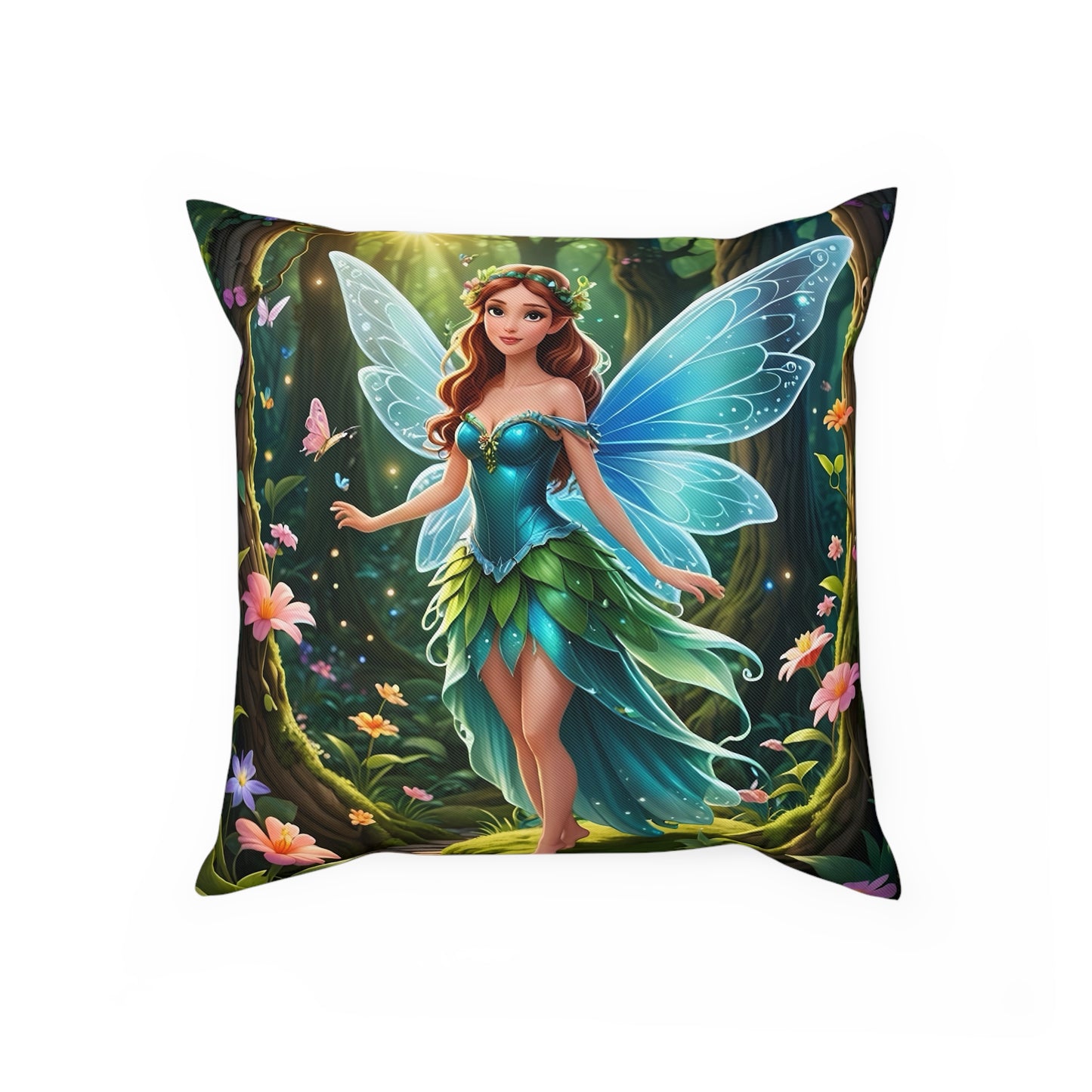 Stunning Fairy Cotton Drill Square Cushion