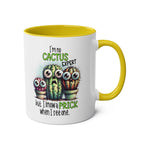 Fun cactus expert coffee mug with sassy humor and glossy finish in seven colors