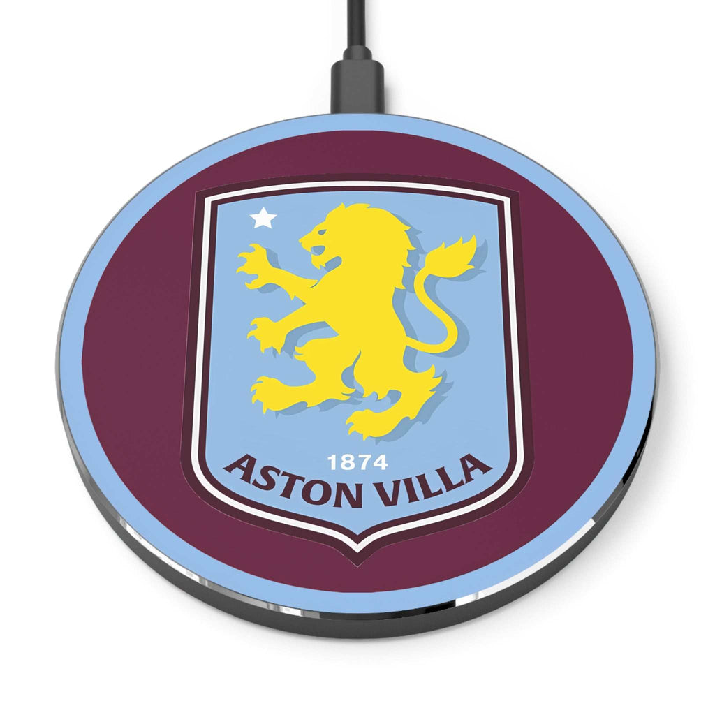 Aston Villa FC wireless charger with claret and blue design and lion crest for fast 10W charging