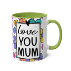 Love You Mum Floral Mug with floral and heart design, glossy finish, 11oz ceramic, microwave and dishwasher safe