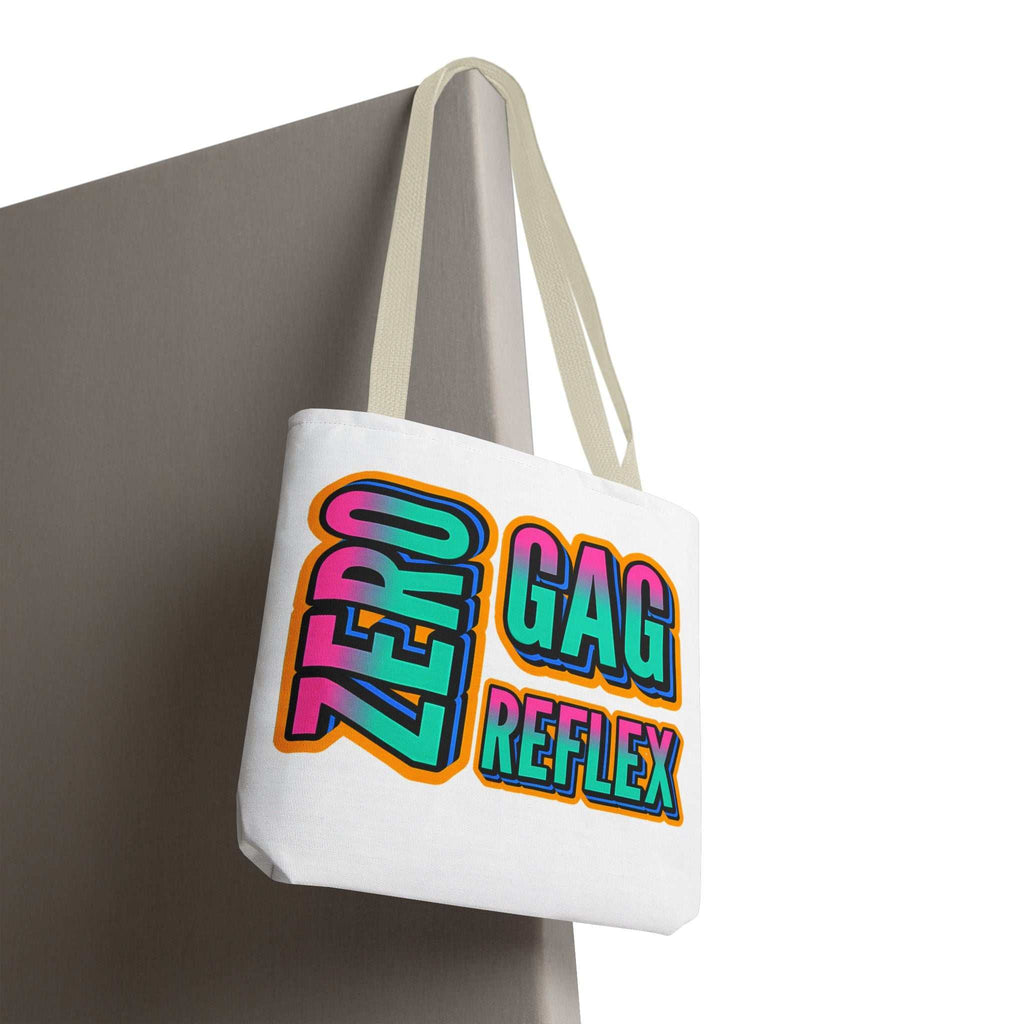 Zero Gag Reflex Tote Bag with cheeky design, durable spun polyester, multiple sizes and handle colors
