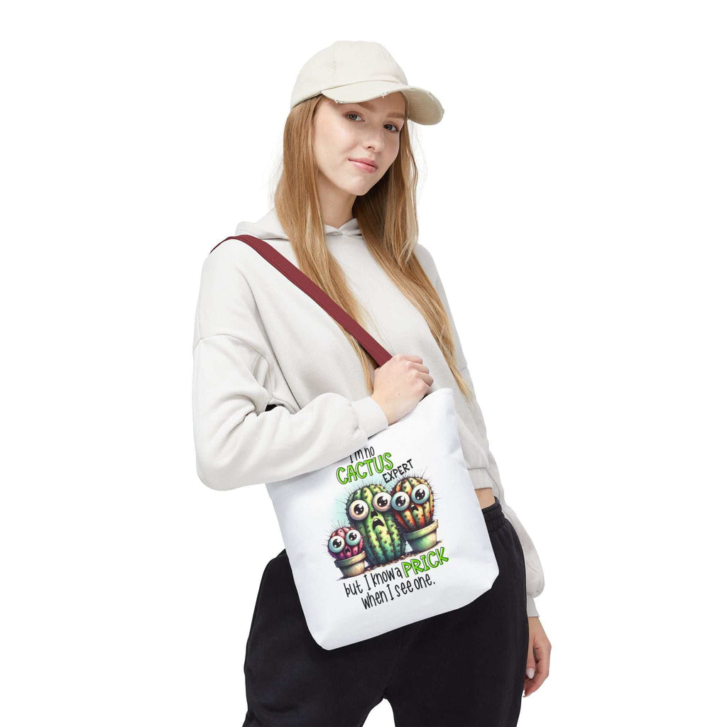 Cheeky fun cactus tote bag with durable spun polyester and colorful handles for everyday use