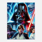 Star Wars wall canvas featuring vibrant print of iconic characters and scenes from the saga.
