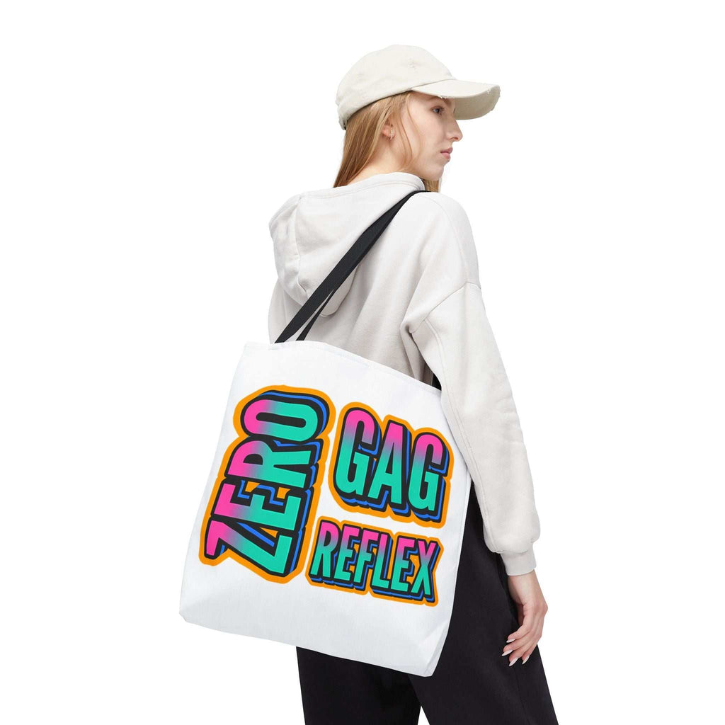 Zero Gag Reflex Tote Bag with cheeky design, durable spun polyester, available in three sizes and five handle colors