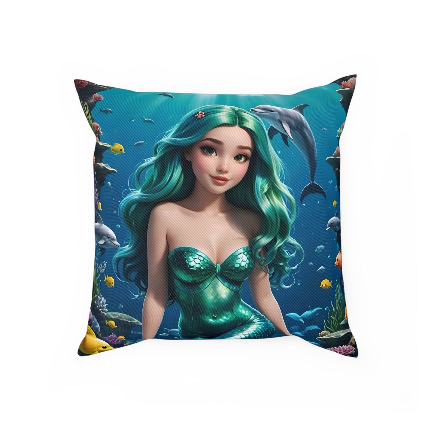 Gorgeous Mermaid Cotton Drill Square Cushion