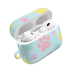 Pastel Doggy Paw AirPods case hard shell protective cover with colorful paw prints and glossy finish