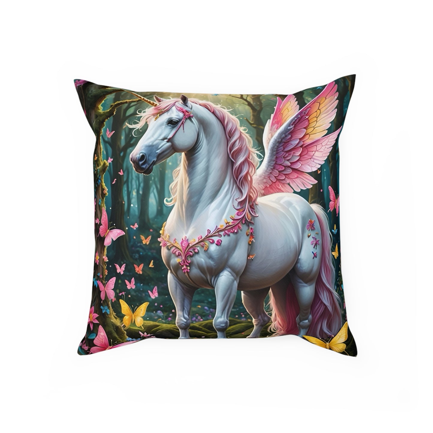 Wonderful Mythical Unicorn Cotton Drill Square Cushion