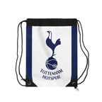 Tottenham Hotspur FC drawstring bag in white and navy with club crest, lightweight polyester, durable, spacious gym and everyday use bag
