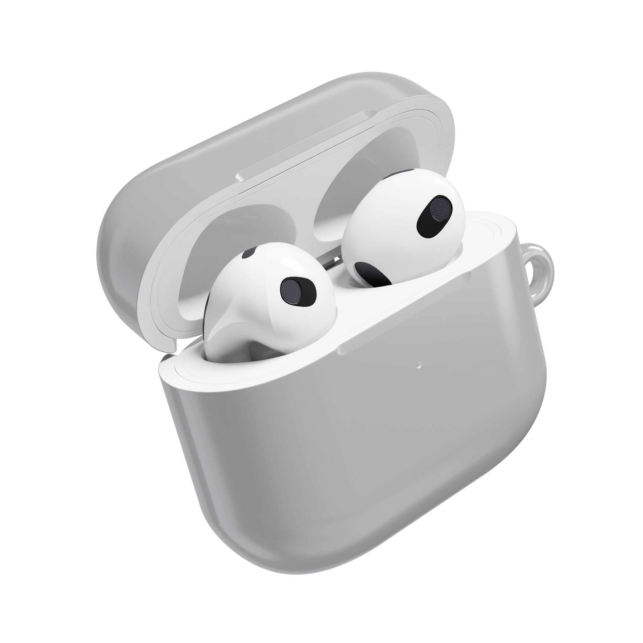Silver AirPods Pro protective hard shell case with glossy finish and secure fit