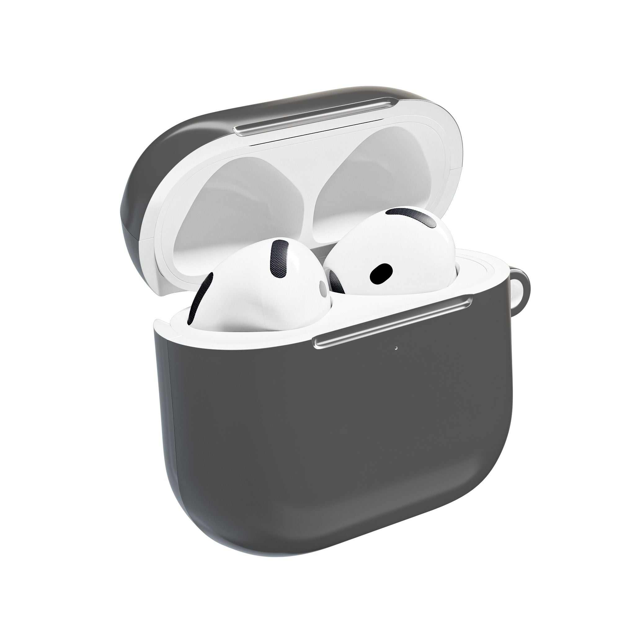 Gunmetal grey hard shell AirPods protective case with glossy finish and snug fit for AirPods and AirPods Pro
