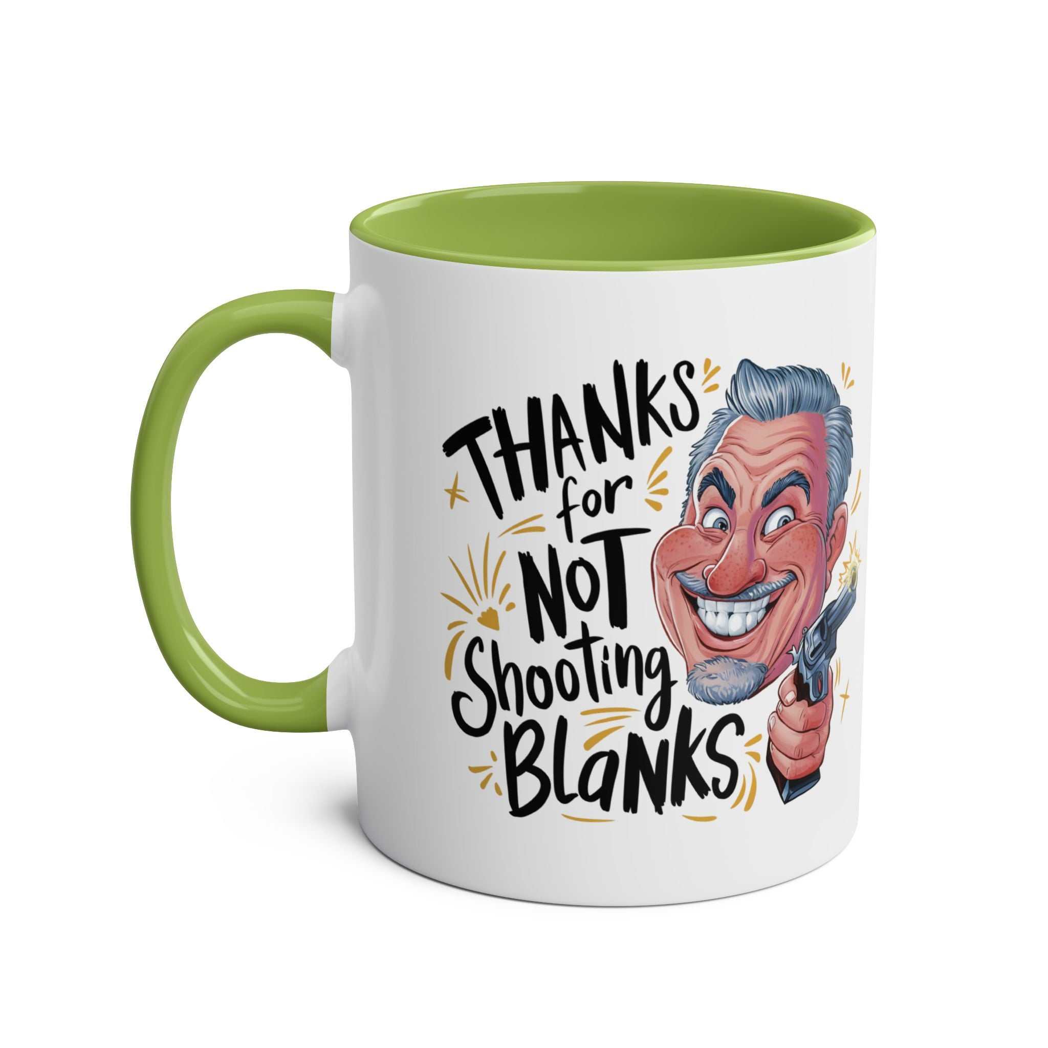 Fun Fathers Day Gift Mug with humorous design and green interior, perfect for celebrating dad.