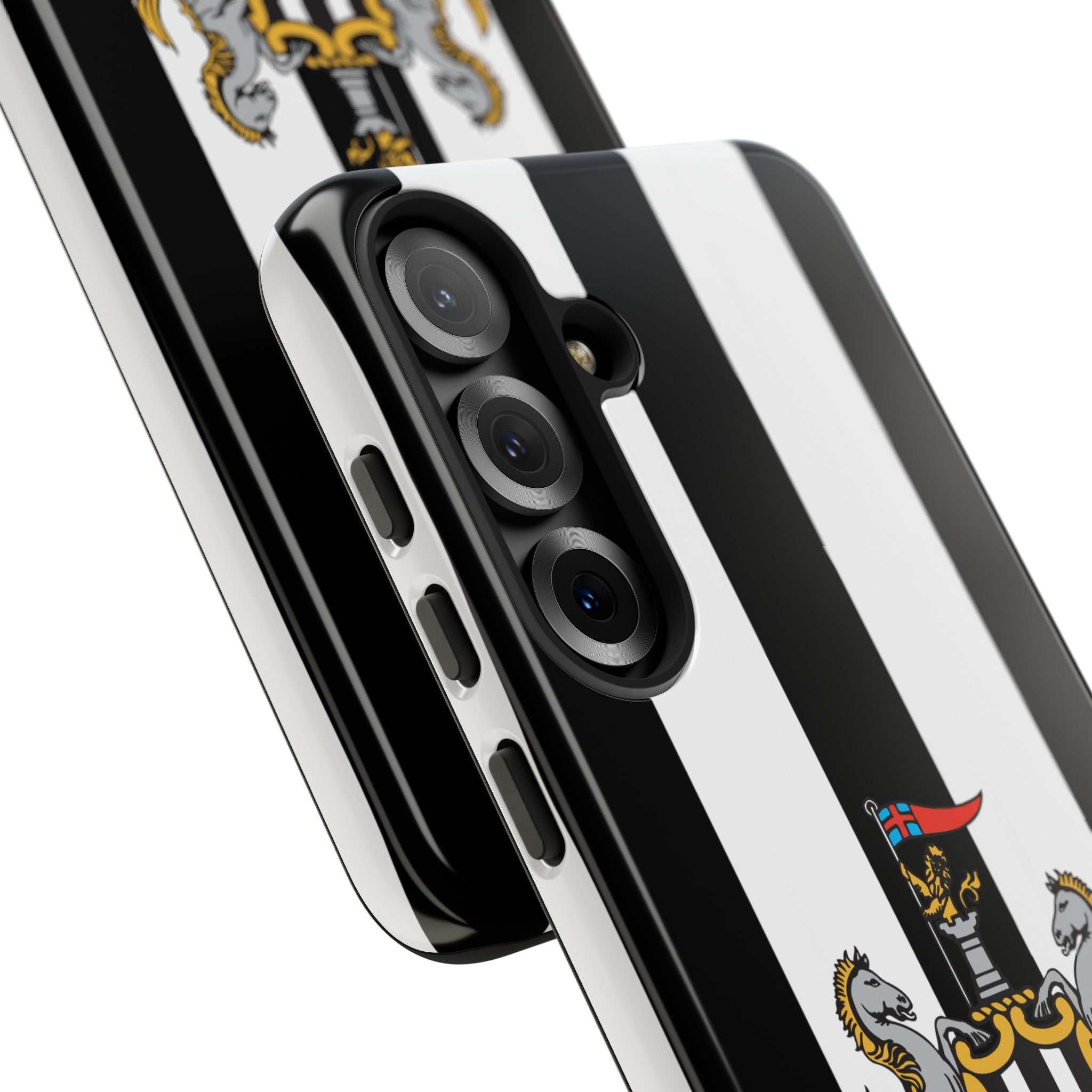 Newcastle United phone case in black and white with magnetic design for Samsung phones