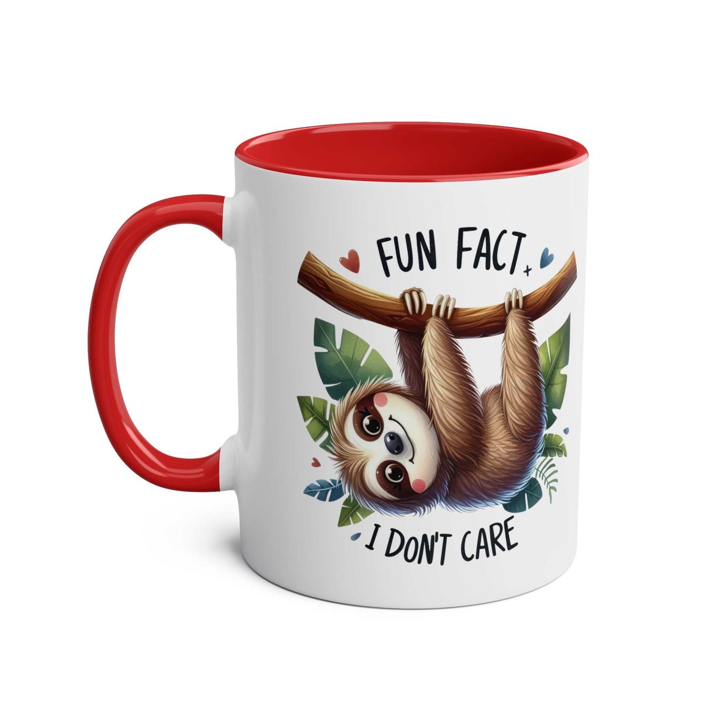 Cute sloth coffee mug with colorful design, 11oz ceramic, available in 7 colors.