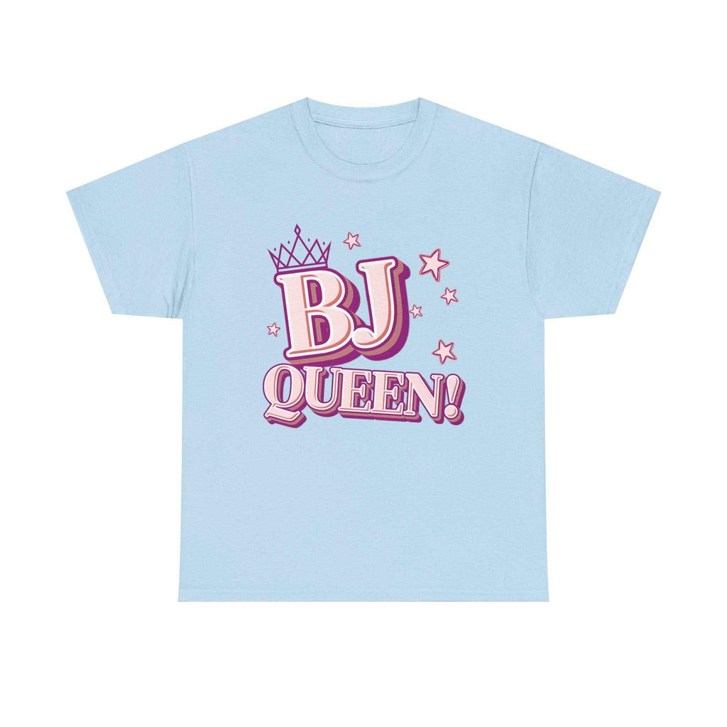White BJ Queen T-Shirt with bold crown graphic and playful text