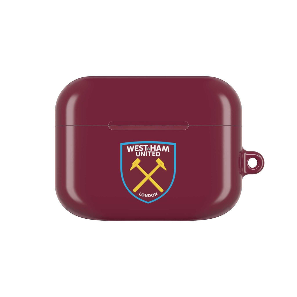 West Ham Utd FC AirPods Pro hard protective case in claret with crossed hammers crest