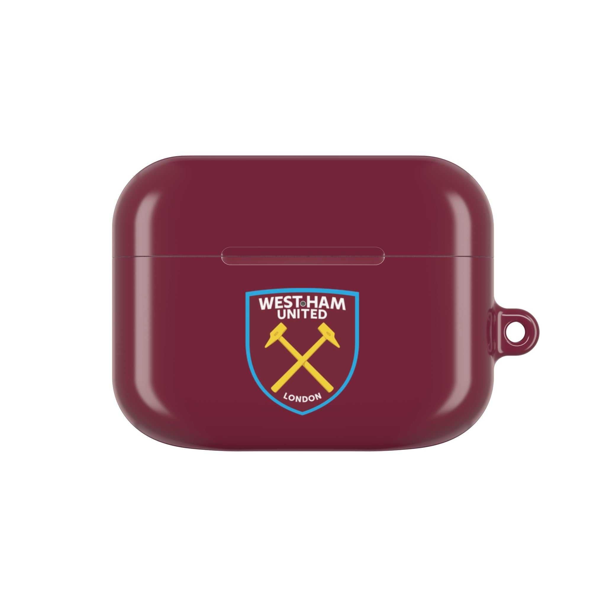 West Ham Utd FC AirPods Pro hard protective case in claret with crossed hammers crest