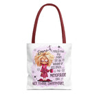 Cheeky Menopause Humour Tote Bag with durable spun polyester and multiple handle color options