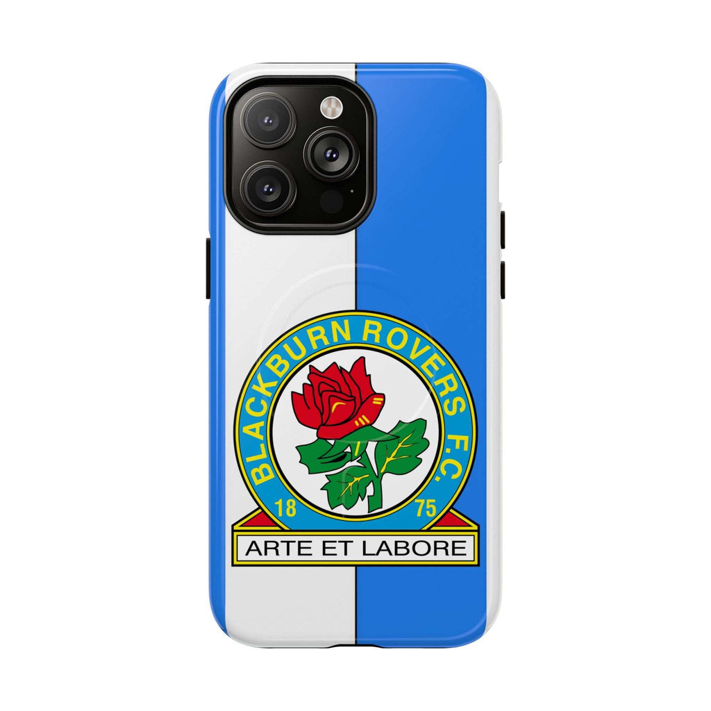 Blackburn Rovers MagSafe iPhone case with blue and white colors and club crest, dual layer protective design