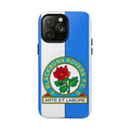 Blackburn Rovers MagSafe iPhone case with blue and white colors and club crest, dual layer protective design