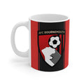 AFC Bournemouth Mug with red and black Cherries design, ceramic, microwave safe, vibrant print
